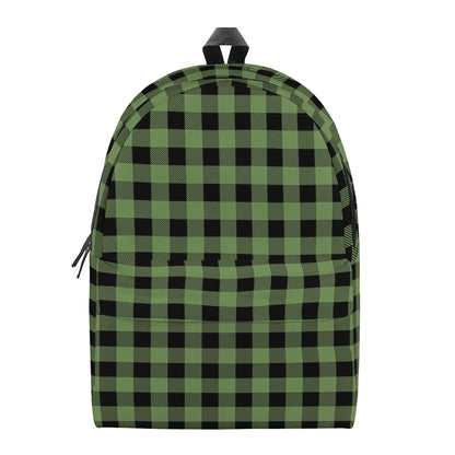 Sage Green Buffalo Check Pattern Print Backpack