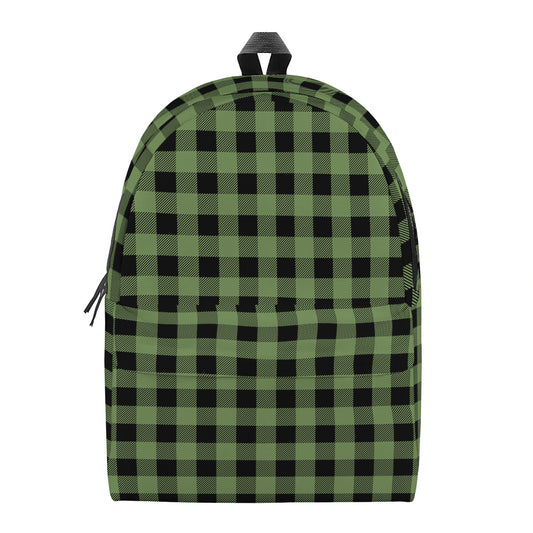 Sage Green Buffalo Check Pattern Print Backpack