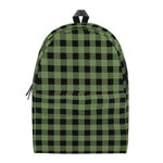 Sage Green Buffalo Check Pattern Print Backpack