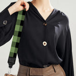 Sage Green Buffalo Check Pattern Print Bag Strap