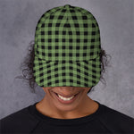 Sage Green Buffalo Check Pattern Print Baseball Cap