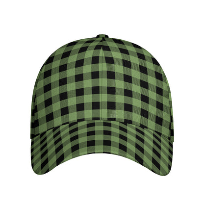 Sage Green Buffalo Check Pattern Print Baseball Cap