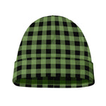 Sage Green Buffalo Check Pattern Print Beanie