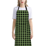 Sage Green Buffalo Check Pattern Print Bib Apron With Pocket