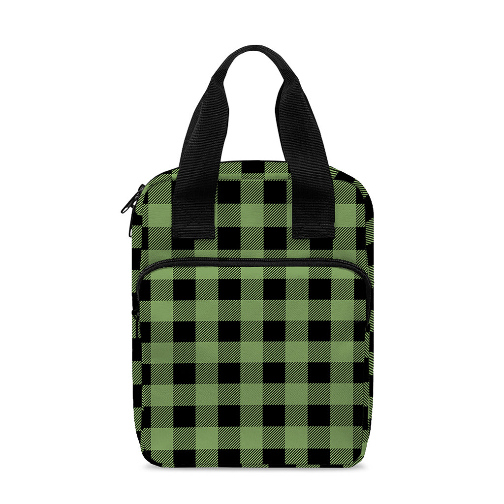 Sage Green Buffalo Check Pattern Print Bible Tote Bag