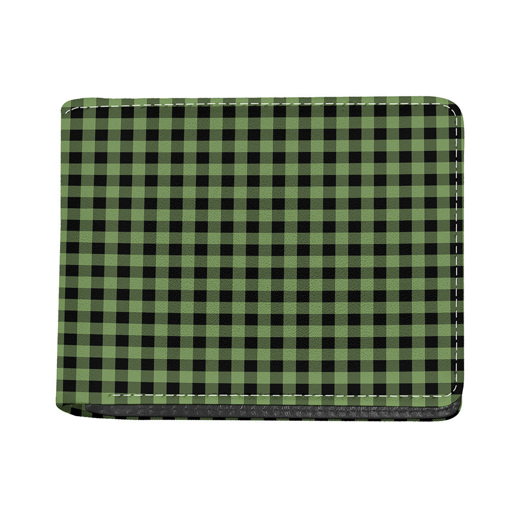 Sage Green Buffalo Check Pattern Print Bifold Wallet