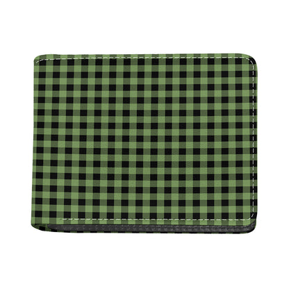 Sage Green Buffalo Check Pattern Print Bifold Wallet