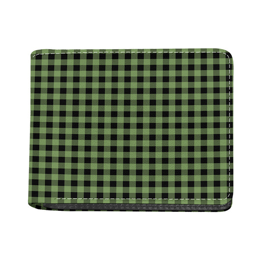 Sage Green Buffalo Check Pattern Print Bifold Wallet