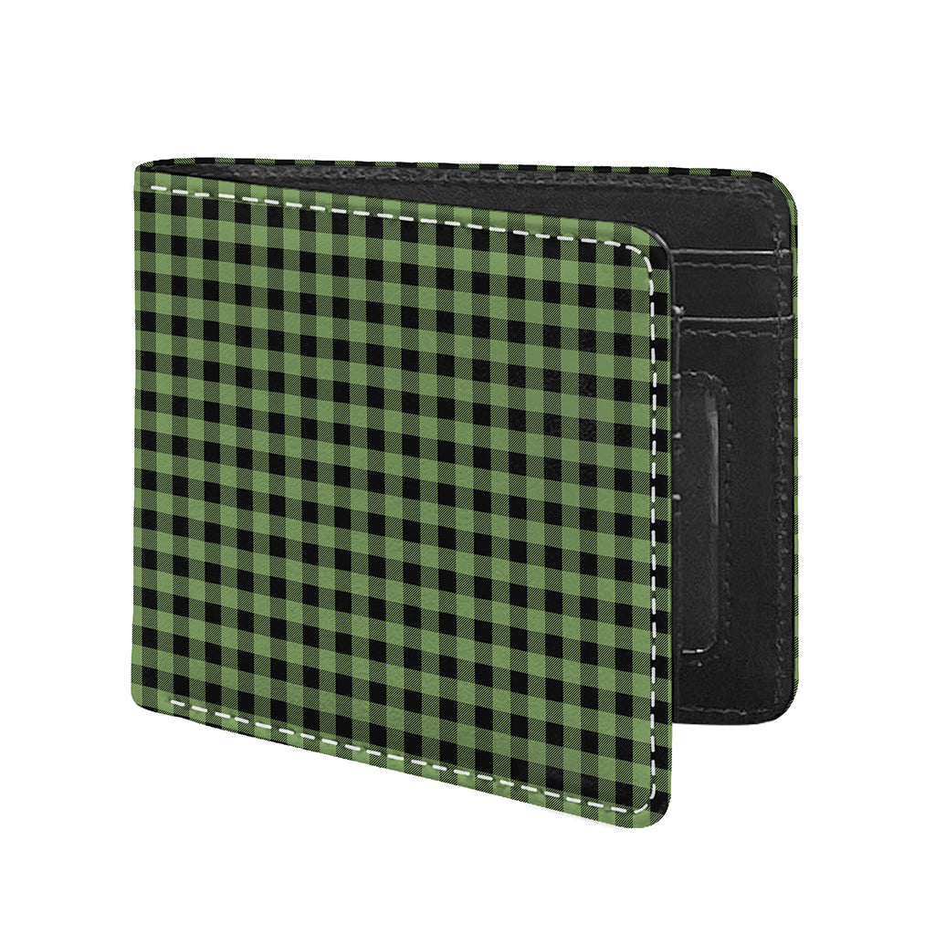 Sage Green Buffalo Check Pattern Print Bifold Wallet