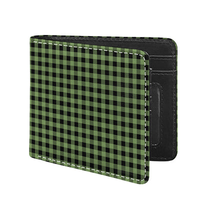 Sage Green Buffalo Check Pattern Print Bifold Wallet