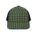 Sage Green Buffalo Check Pattern Print Black Mesh Trucker Hat