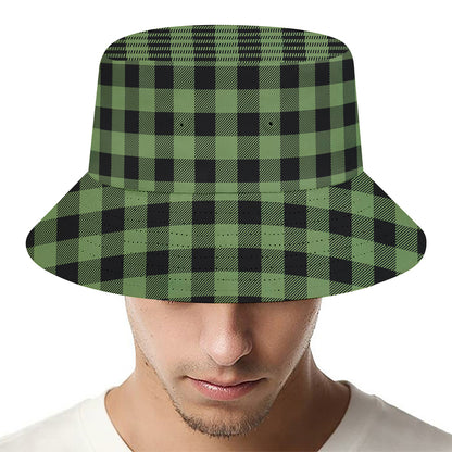 Sage Green Buffalo Check Pattern Print Bucket Hat