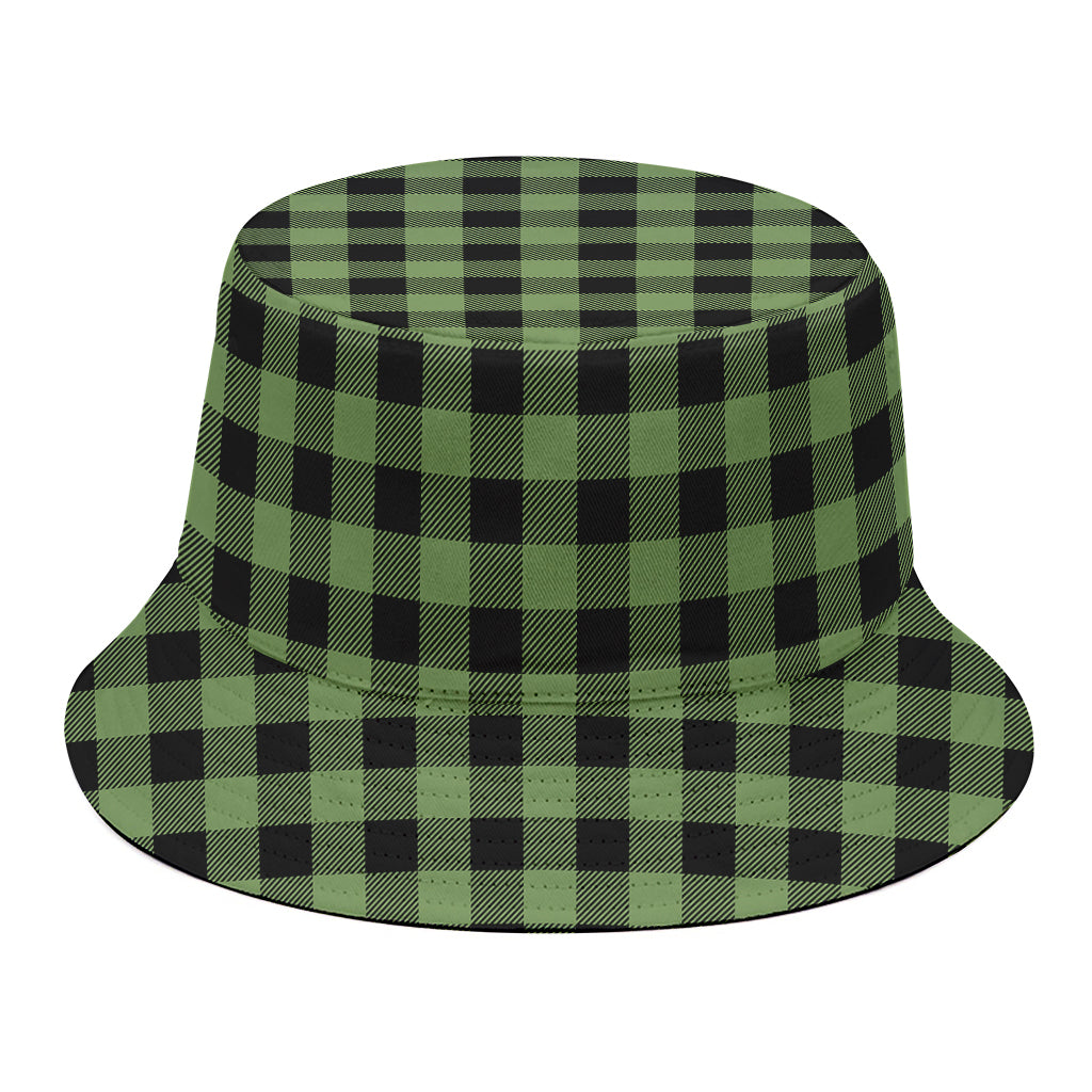 Sage Green Buffalo Check Pattern Print Bucket Hat