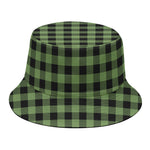 Sage Green Buffalo Check Pattern Print Bucket Hat