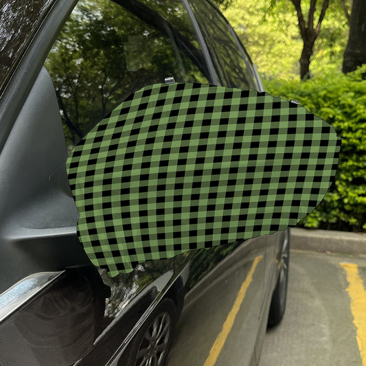 Sage Green Buffalo Check Pattern Print Car Side Mirror Covers