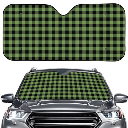 Sage Green Buffalo Check Pattern Print Car Windshield Sun Shade