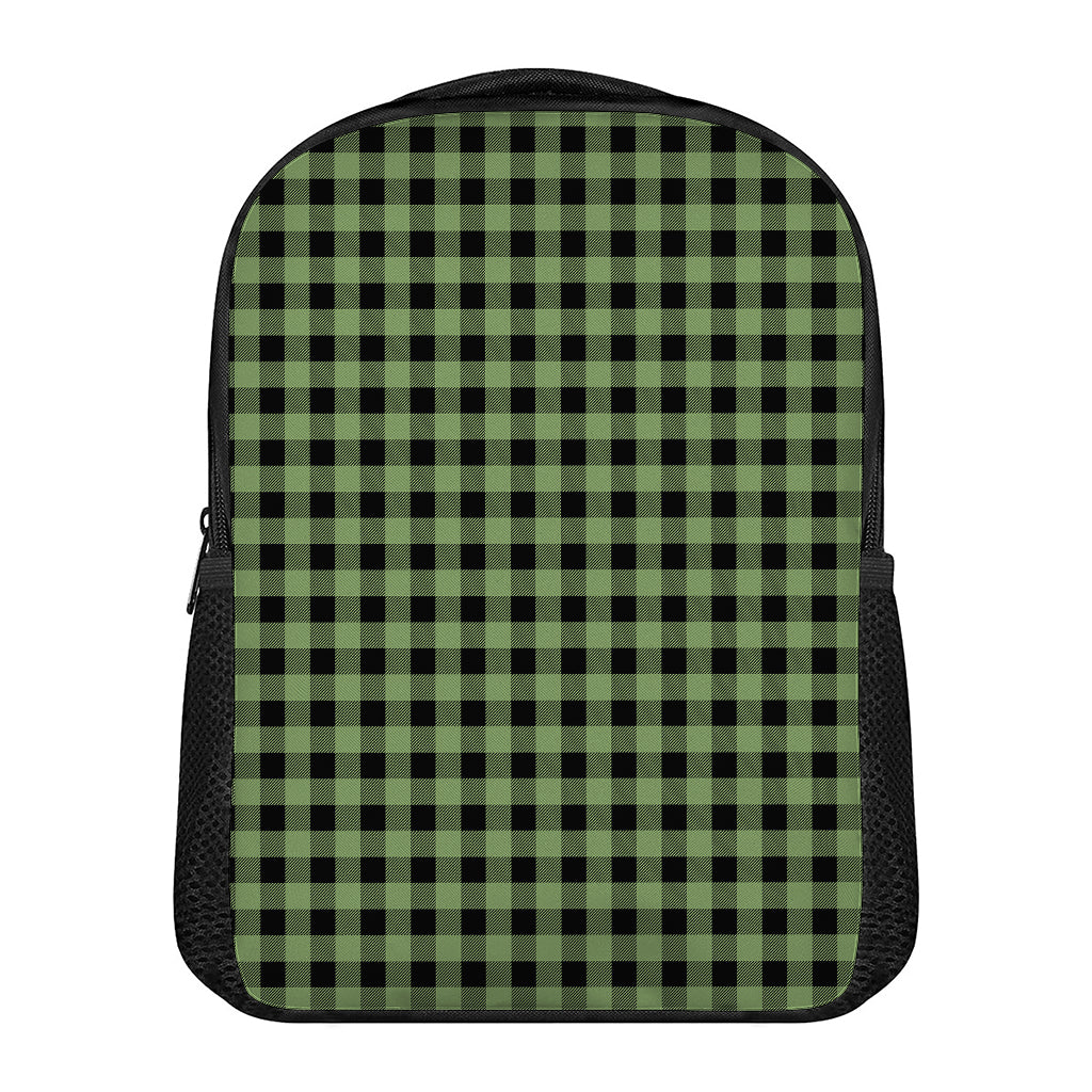 Sage Green Buffalo Check Pattern Print Casual Backpack