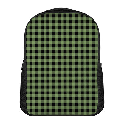 Sage Green Buffalo Check Pattern Print Casual Backpack