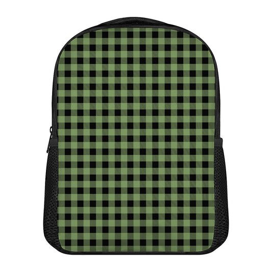 Sage Green Buffalo Check Pattern Print Casual Backpack