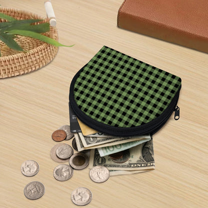 Sage Green Buffalo Check Pattern Print Coin Purse
