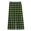 Sage Green Buffalo Check Pattern Print Cotton Front Slit Maxi Skirt