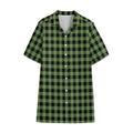 Sage Green Buffalo Check Pattern Print Cotton Hawaiian Shirt