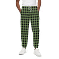 Sage Green Buffalo Check Pattern Print Cotton Sweatpants