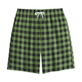 Sage Green Buffalo Check Pattern Print Cotton Shorts