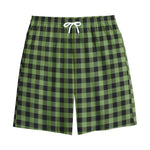 Sage Green Buffalo Check Pattern Print Cotton Shorts