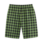 Sage Green Buffalo Check Pattern Print Cotton Shorts