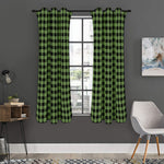 Sage Green Buffalo Check Pattern Print Curtain