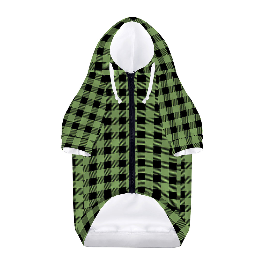 Sage Green Buffalo Check Pattern Print Dog Zip Up Hoodie
