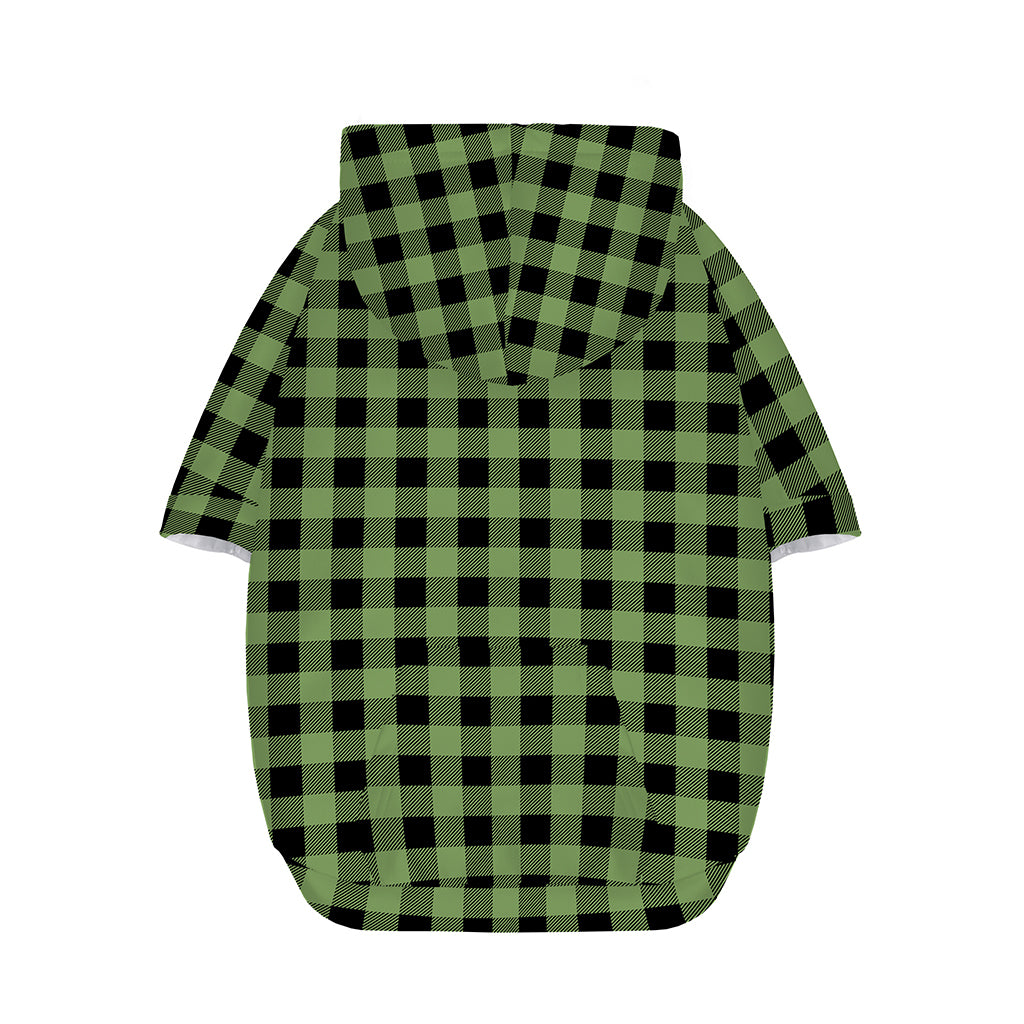 Sage Green Buffalo Check Pattern Print Dog Zip Up Hoodie