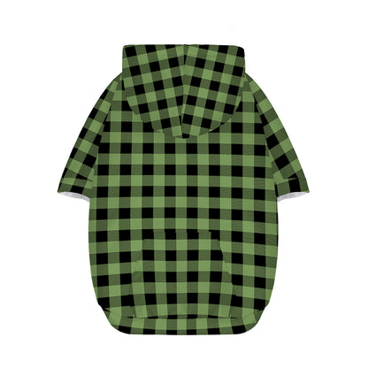 Sage Green Buffalo Check Pattern Print Dog Zip Up Hoodie