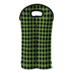 Sage Green Buffalo Check Pattern Print Double Neoprene Wine Tote