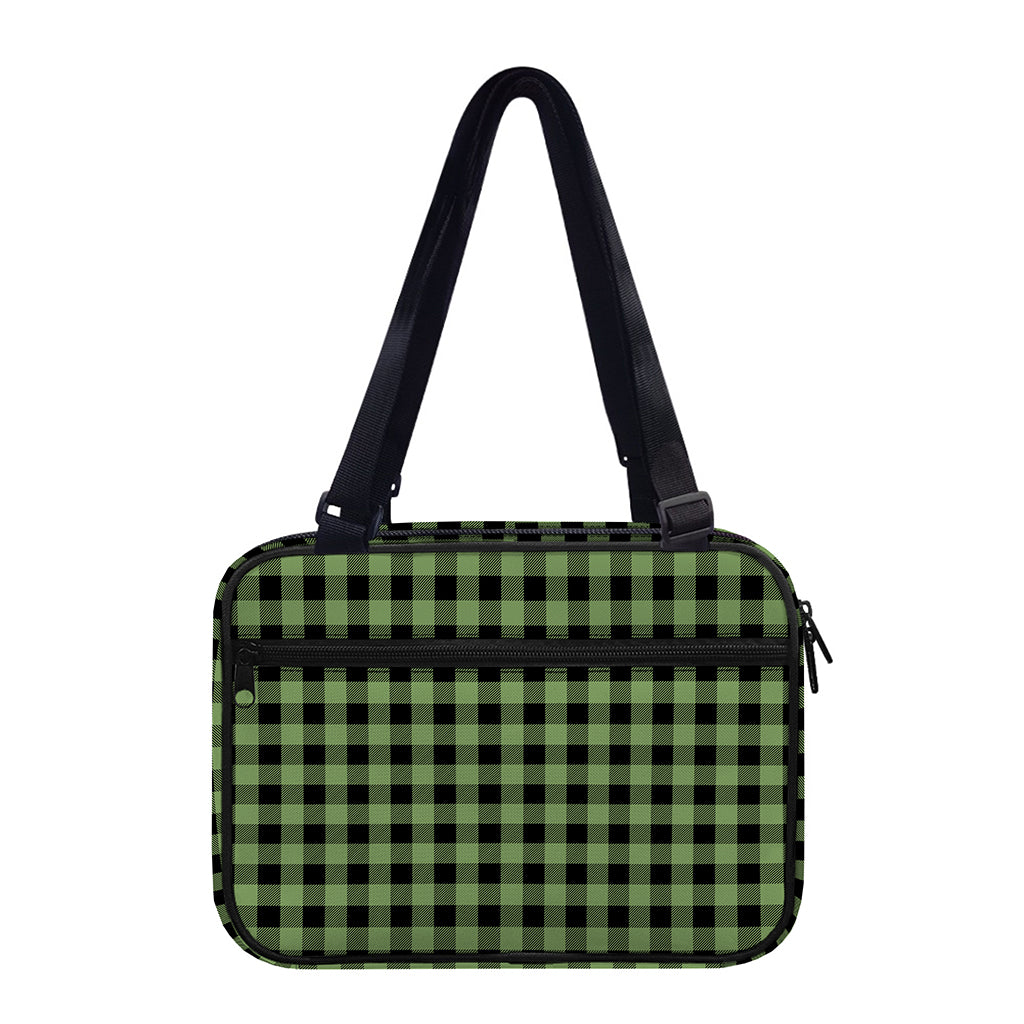 Sage Green Buffalo Check Pattern Print Double Strap Bible Bag