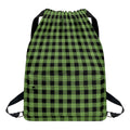 Sage Green Buffalo Check Pattern Print Drawstring Backpack