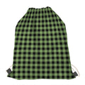 Sage Green Buffalo Check Pattern Print Drawstring Bag
