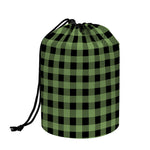 Sage Green Buffalo Check Pattern Print Drawstring Makeup Bag