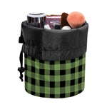 Sage Green Buffalo Check Pattern Print Drawstring Makeup Bag