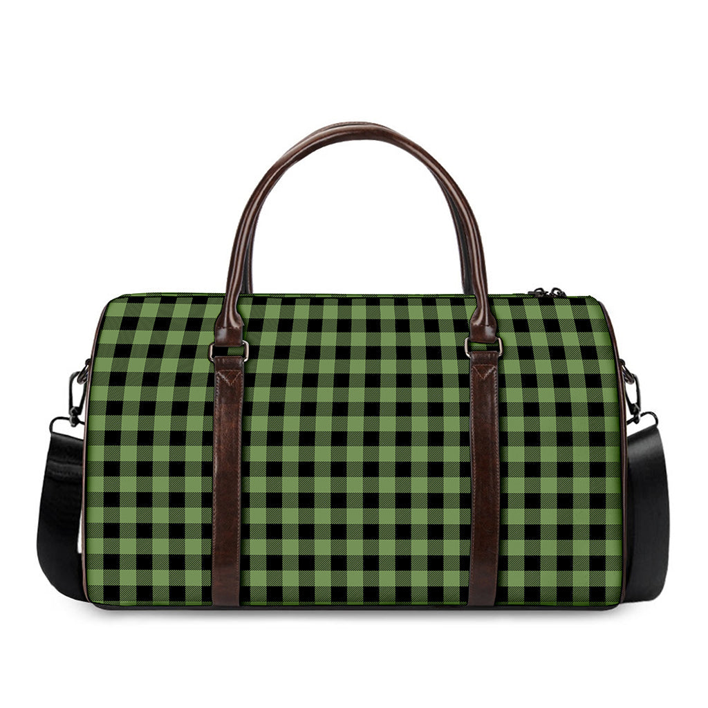 Sage Green Buffalo Check Pattern Print Duffle Bag