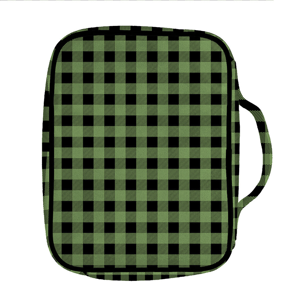 Sage Green Buffalo Check Pattern Print Front Pocket Bible Bag