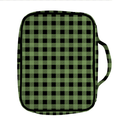 Sage Green Buffalo Check Pattern Print Front Pocket Bible Bag