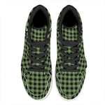 Sage Green Buffalo Check Pattern Print High Top Leather Sneakers