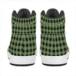 Sage Green Buffalo Check Pattern Print High Top Leather Sneakers