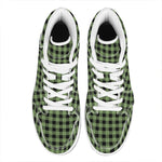Sage Green Buffalo Check Pattern Print High Top Leather Sneakers