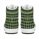 Sage Green Buffalo Check Pattern Print High Top Leather Sneakers