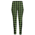 Sage Green Buffalo Check Pattern Print High-Waisted Pocket Leggings
