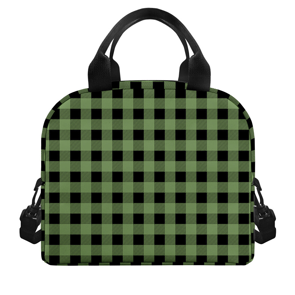 Sage Green Buffalo Check Pattern Print Insulated Lunch Bag