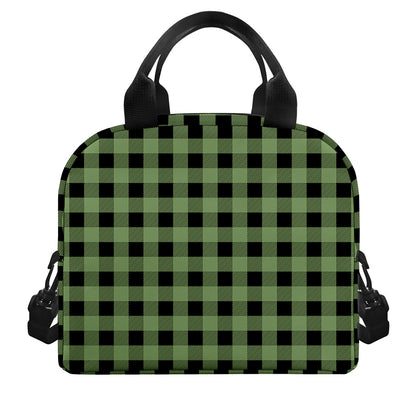 Sage Green Buffalo Check Pattern Print Insulated Lunch Bag